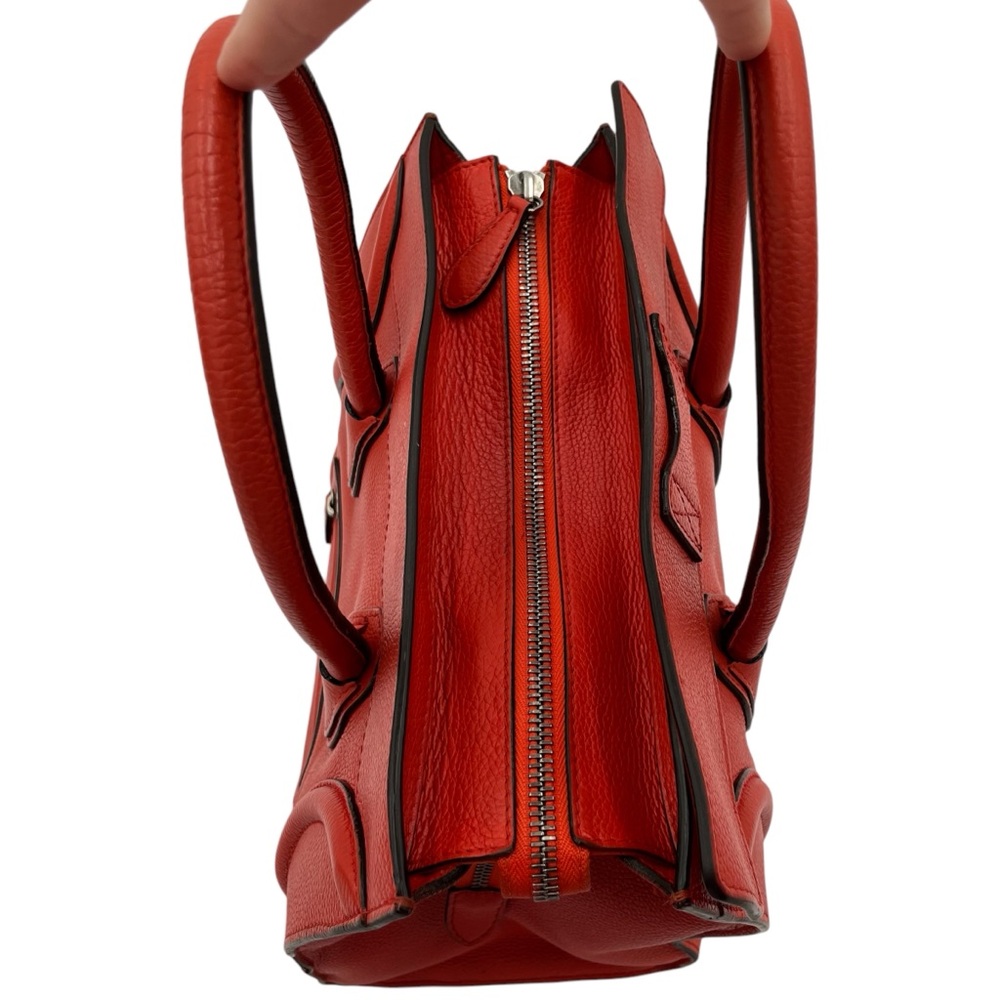 Celine Mini Luggage Tote Vermillion Drummed Calfskin Leather Bag - Picture 8 of 14